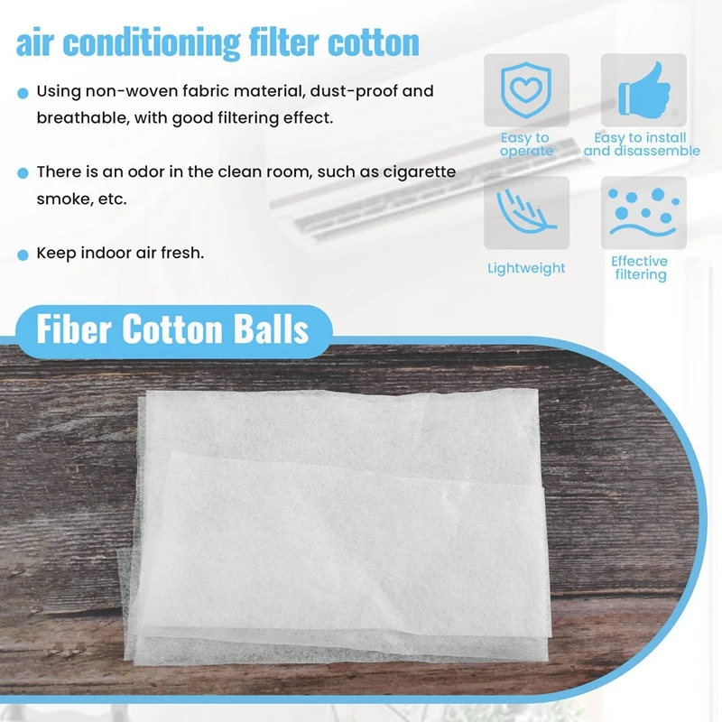 

6Pcs Air Conditioning Filters Wind Outlet Cover Self-Adhesion Cuttable Air Conditioner Purifying Cotton Net 40X35cm