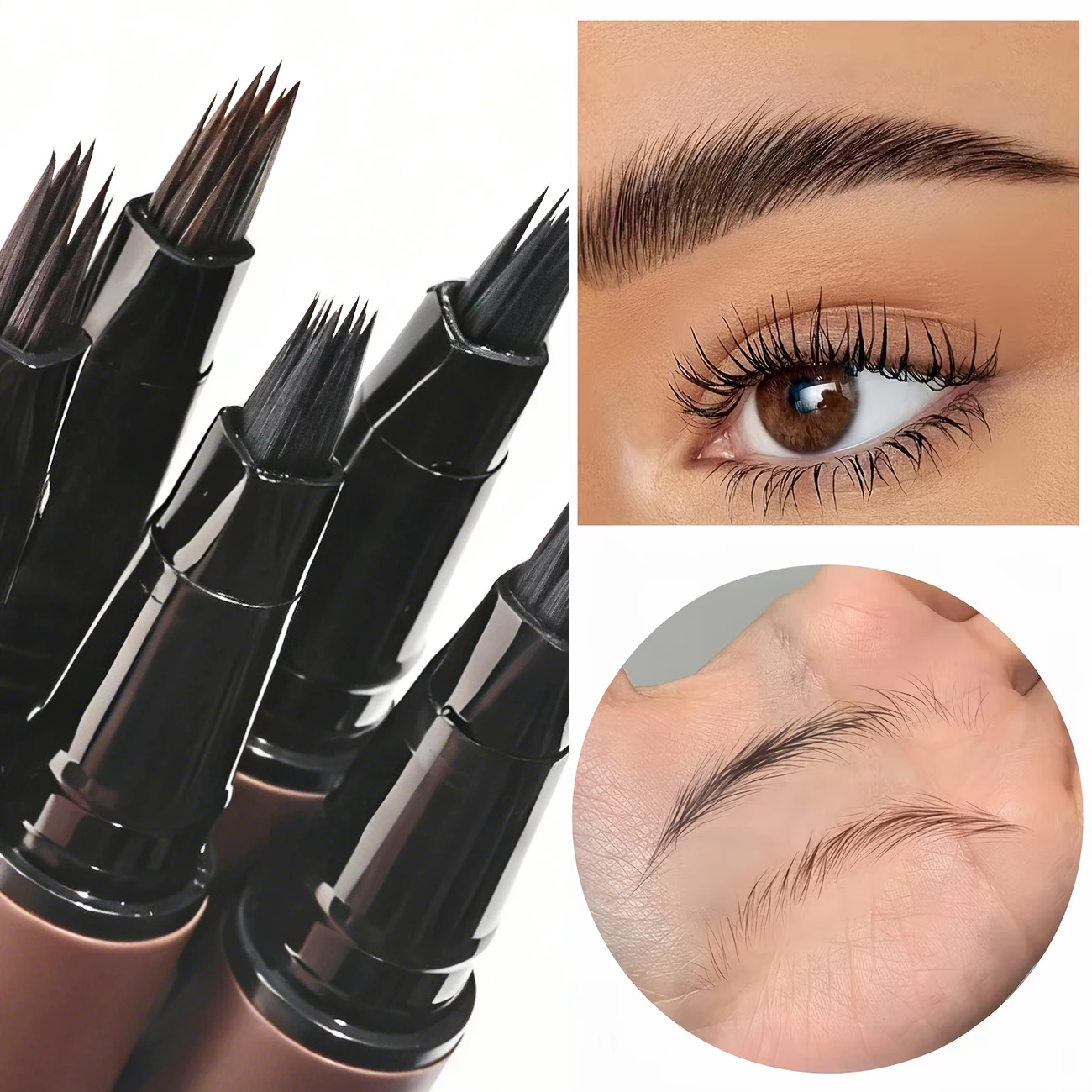 Lápiz de Cejas Velvet Wild con Cepillo Cuadrado Angulado, Multifunción, Tinte 3D para Cejas, Crema para el Cabello, Anti-manchas, Resistente al Agua