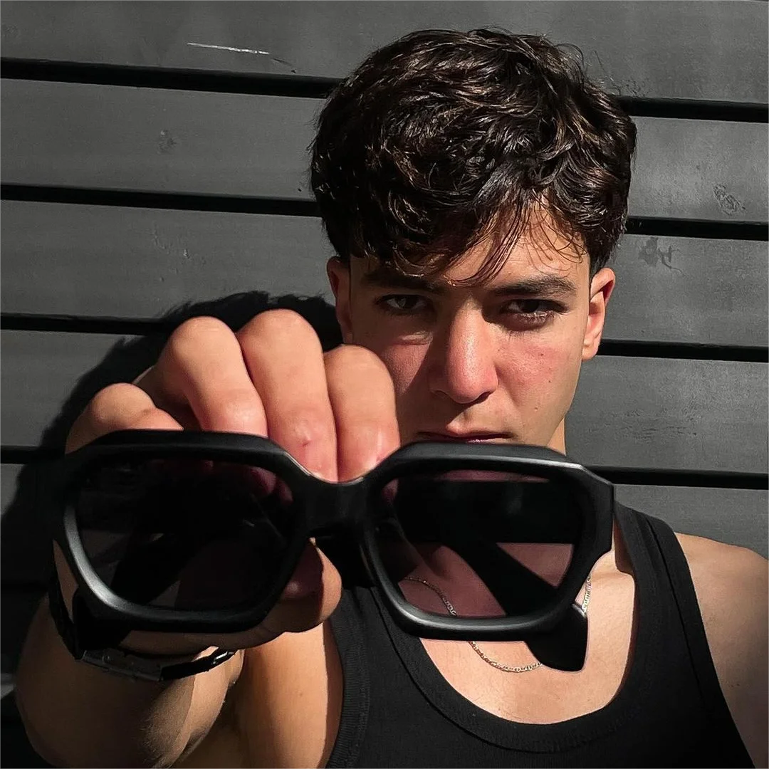 SHEEN KELLY Retro Sunglasses Hexagonal Thick Men Women Trendy Oversized Square Chunky Black Glasses 90s Dark
