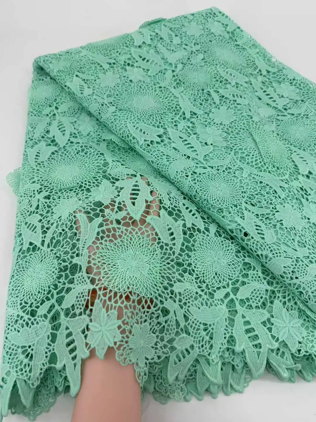 

African Nigerian 2026 High Quality Embroidery Tulle Lace Fabric Wedding Party Dress Guipure Water Soluble 5Yards