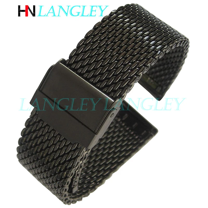 1.0mm Milanese Coarse Mesh Stainless Steel Watch Band 3mm Thickness Heavy Wriststrap 18mm 20mm 22mm 24mm Width Metal Watch Bands