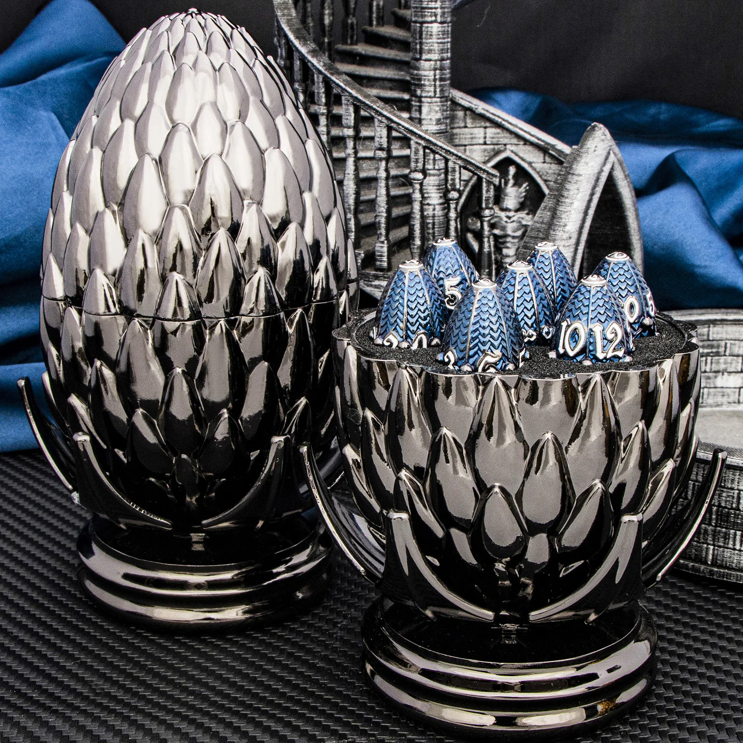 

ARUOHHA Copper Blue DND Metal Dice Dragon Egg Dice D20 Dungeon and Dragon Role Playing Game D&D Dice Polyhedral D and D Dice Set