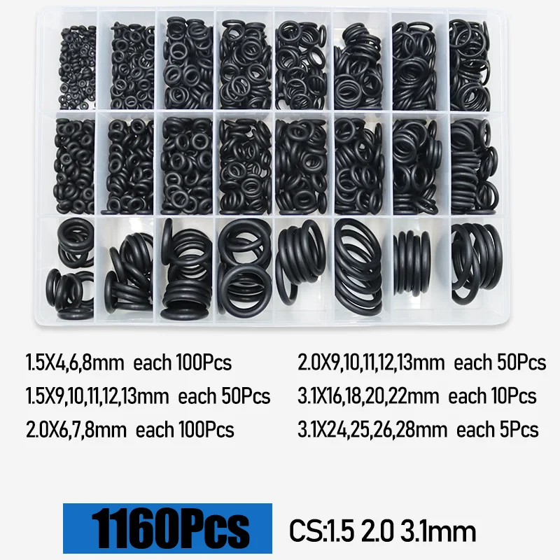 O-Ring CS 1,0 1,5 bis 4,0 mm Dichtungsscheibe Nitrilkautschuk O-Ring Wasserhahn Sanitärdichtungen Ölbeständiges Hochtemperatur-O-Ring-Set – Detail 14