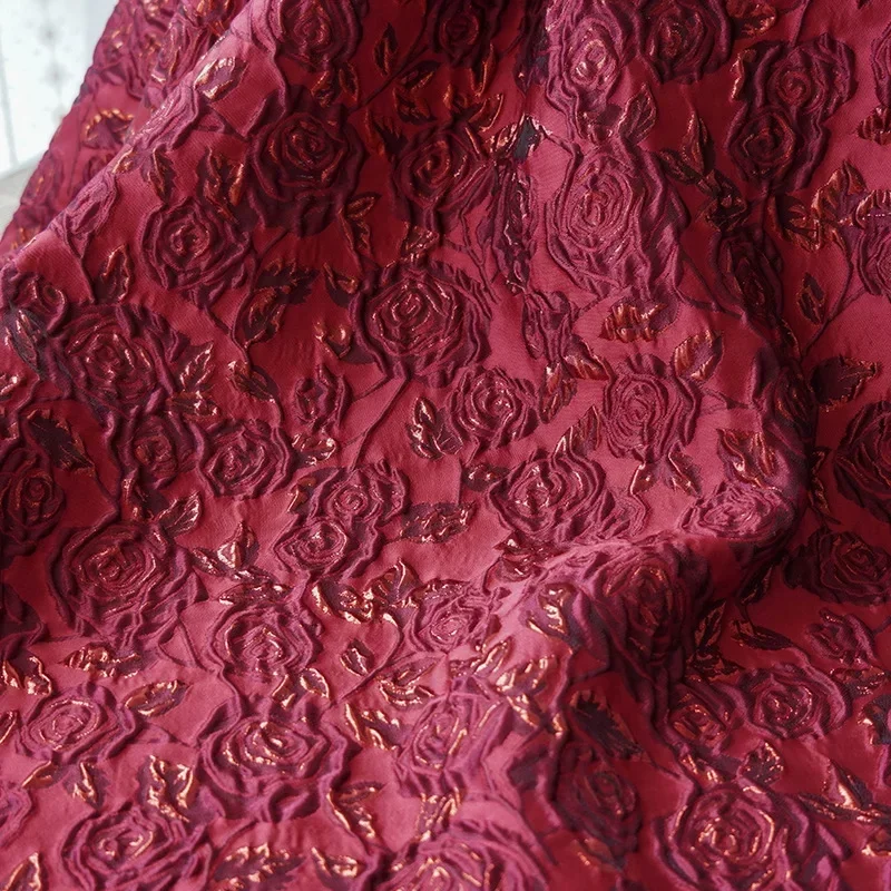 Embossed Rose Gold Silk Jacquard Fabric Women\'s Dress Fluffy Skirt Vest Luggage Bag Decorative Sewing Fabric
