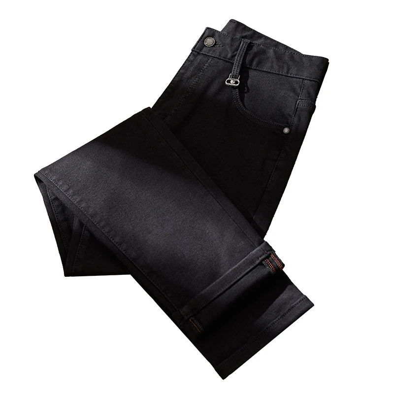 Jeans neri puri da uomo skinny versatile light luxury Street high-end European goods fashion brand Slim casual pants