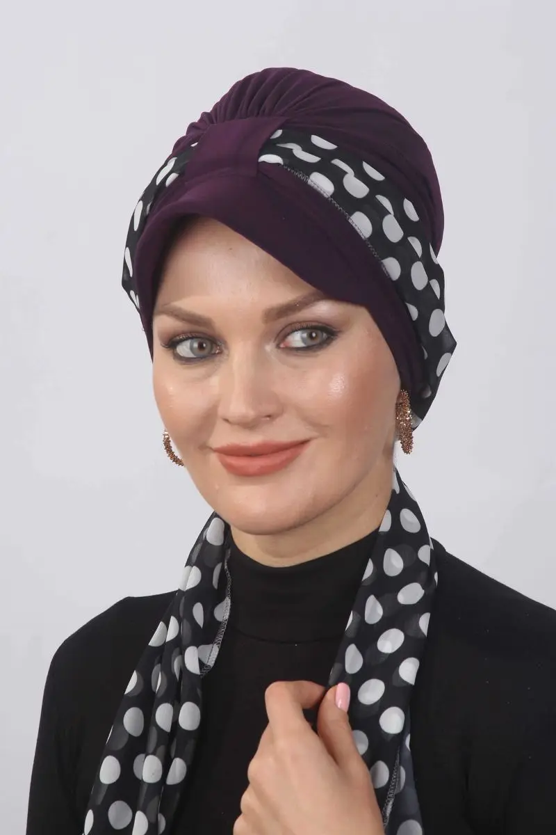 Polka pontilhada cachecol chapéu osso