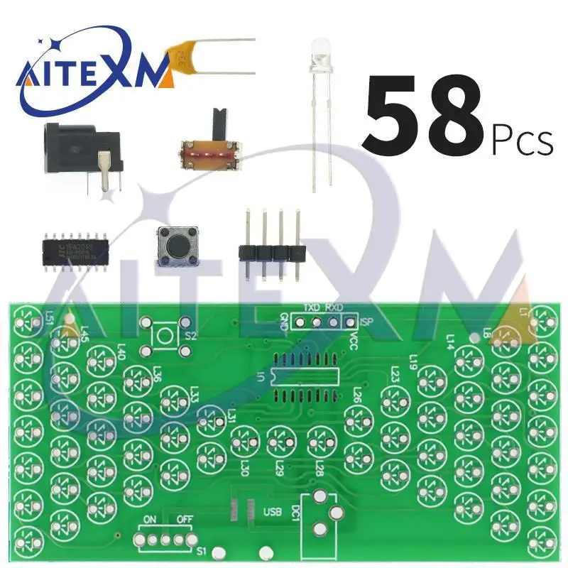 5V Electronic Hourglass DIY Kit Funny Electric Production Kits Precise With LED Lamps Double Layer PCB Board 84*40mm YANXD