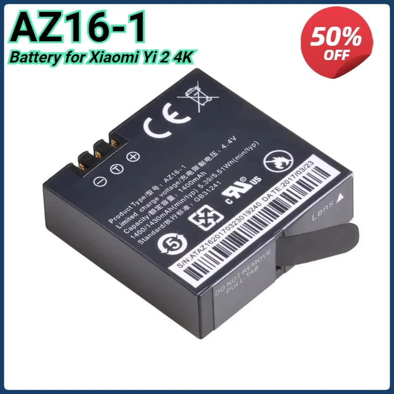 

AZ16-1 1400mAh 3.85V Battery AZ16 1 Bateria for Xiaomi Yi 2 4K Battery Xiao Mi Yi Lite Action Camera High Qualty