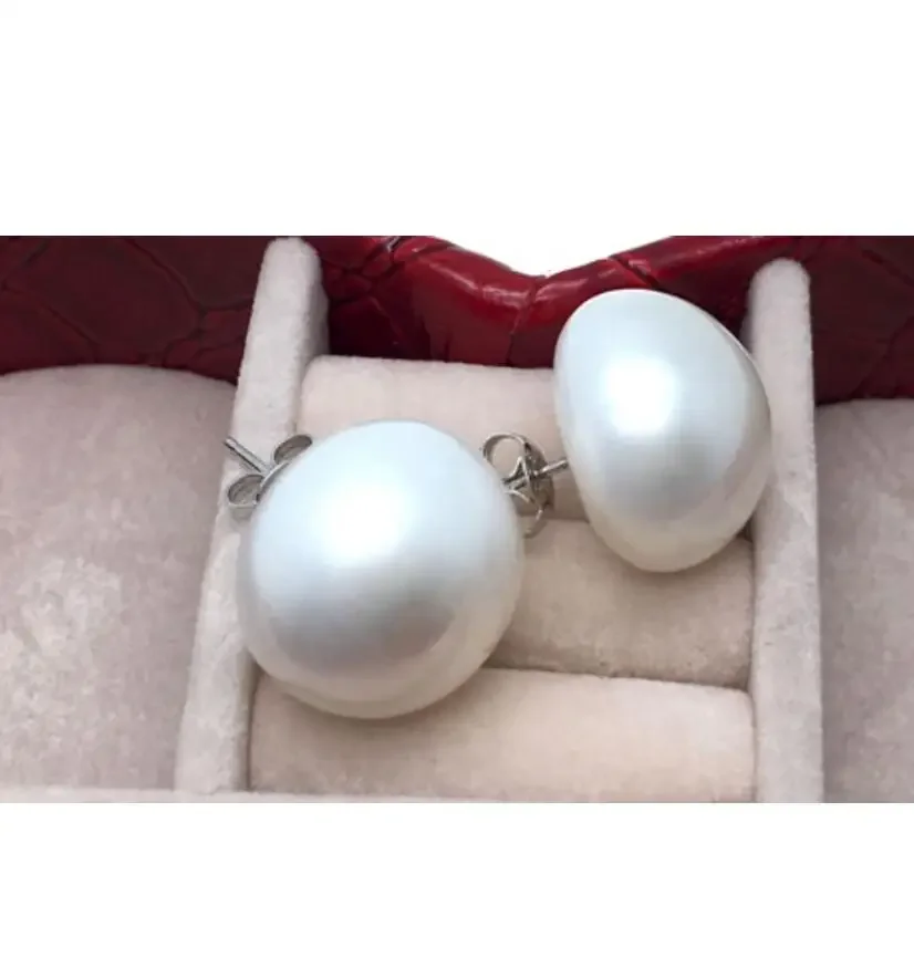 

Супер большие серьги с натуральным жемчугом 13-14 мм, серебро 925 пробы