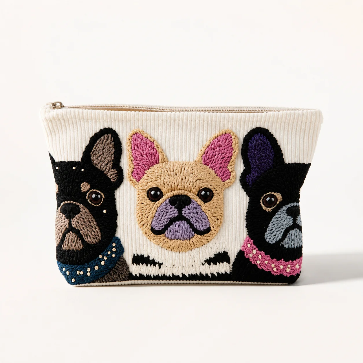 Travel Accessories Toiletry Bag - Embroidered French Bulldog Cosmetic Bag Cute