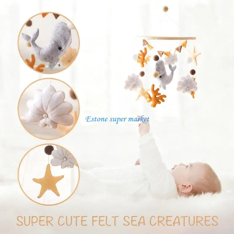 090B Mobile per coralli balena in legno realizzato a mano per culle Facile installazione e sviluppo sensoriale interattivo