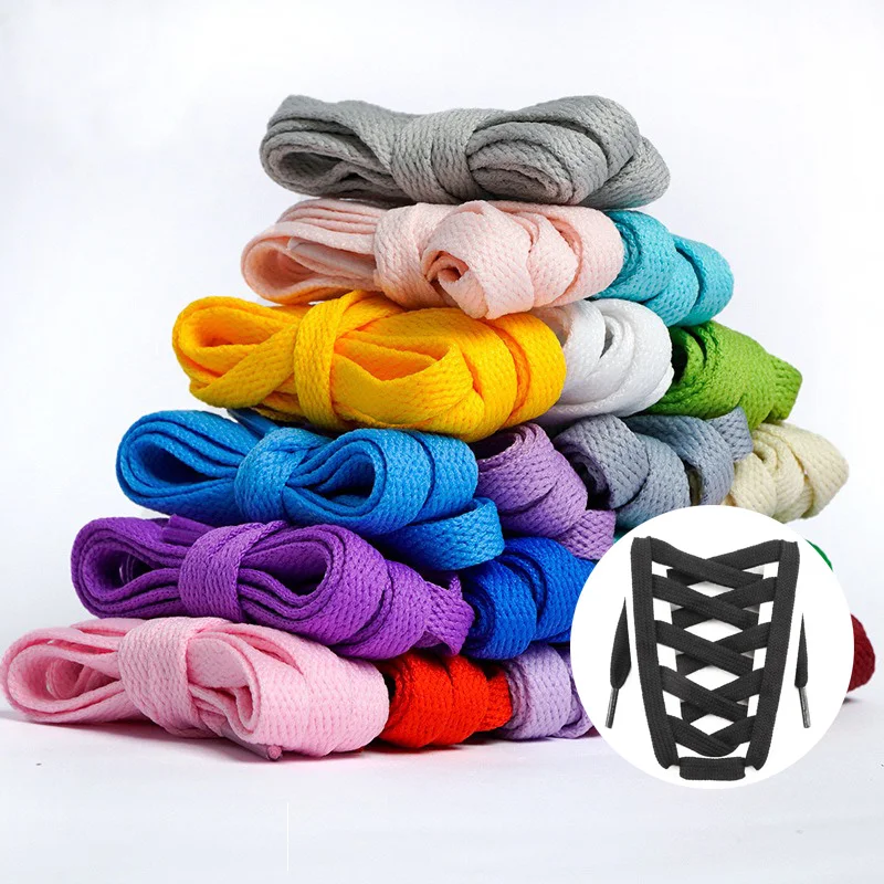 

New Flat Shoelaces for Sneakers Quality Cotton Shoelaces 0.8cm Width Laces High-top Canvas Casual Shoelaces 80/100/120/140/160cm