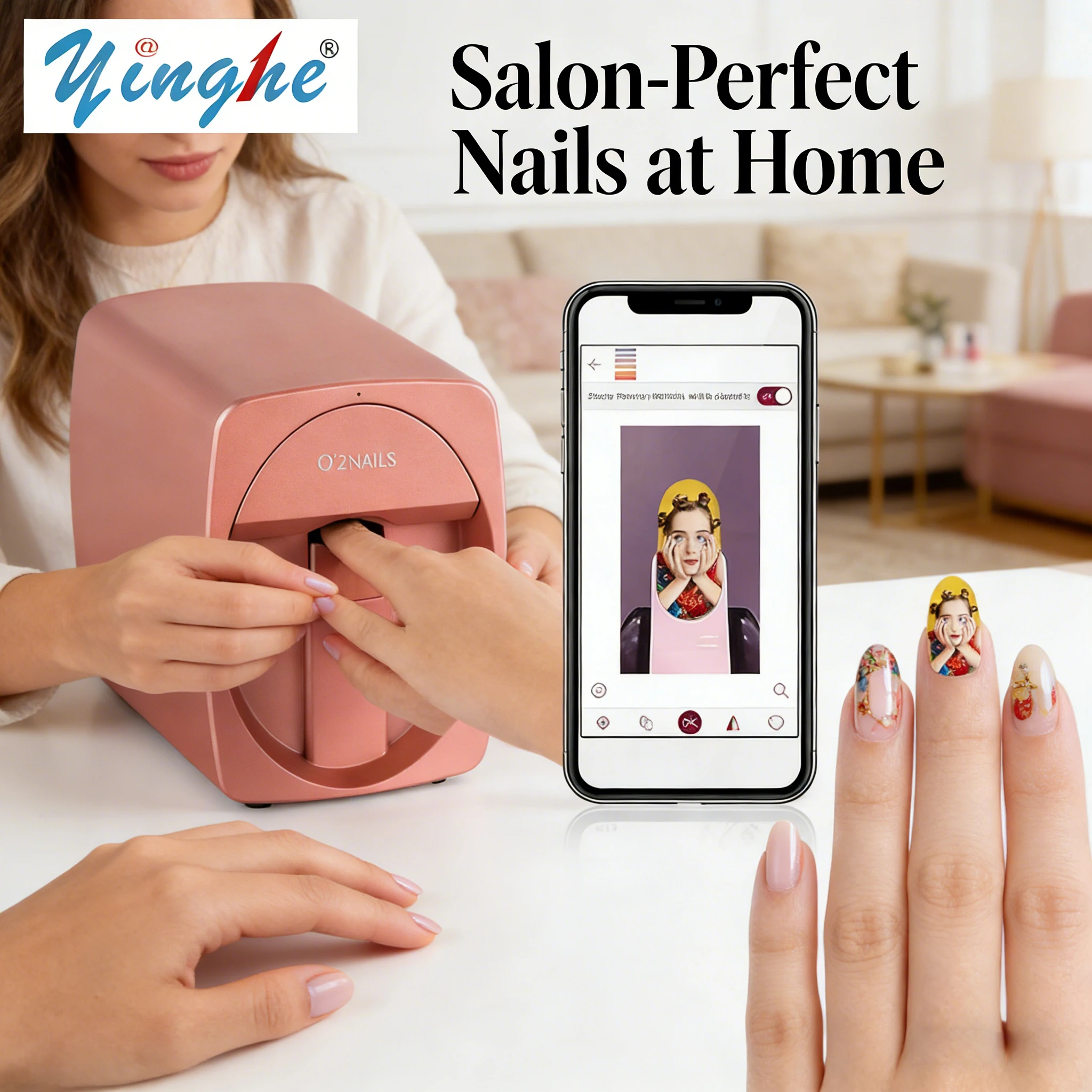 

O2NAILS Portable Nail Art Equipment M1 - Smart 3D Printer For Professional Nail Salons & Personal DIY Nail Design