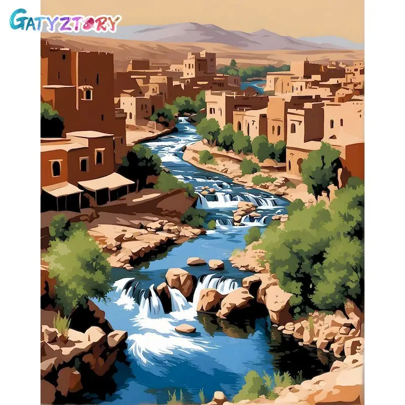 

GATYZTORY Paint By Number Landscape River HandPainted Painting Art Drawing On Canvas Gift Pictures By Numbers Kits Home Decor