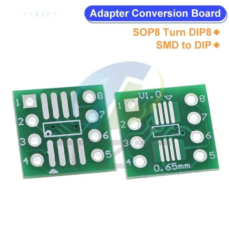 

10/50 шт. Переходник SMD на DIP (SOP8/TSSOP8/SOIC8/SSOP8) с шагом 0.65 мм и 1.27 мм
