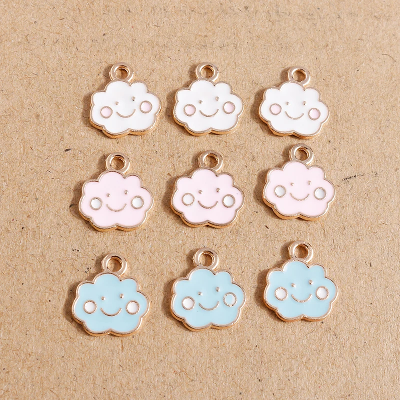 10pcs/lot Cute Mix Enamel Rainbow Cloud Charms for Jewelry Making Alloy Flower Charms Pendants for DIY Necklaces Earrings Gifts