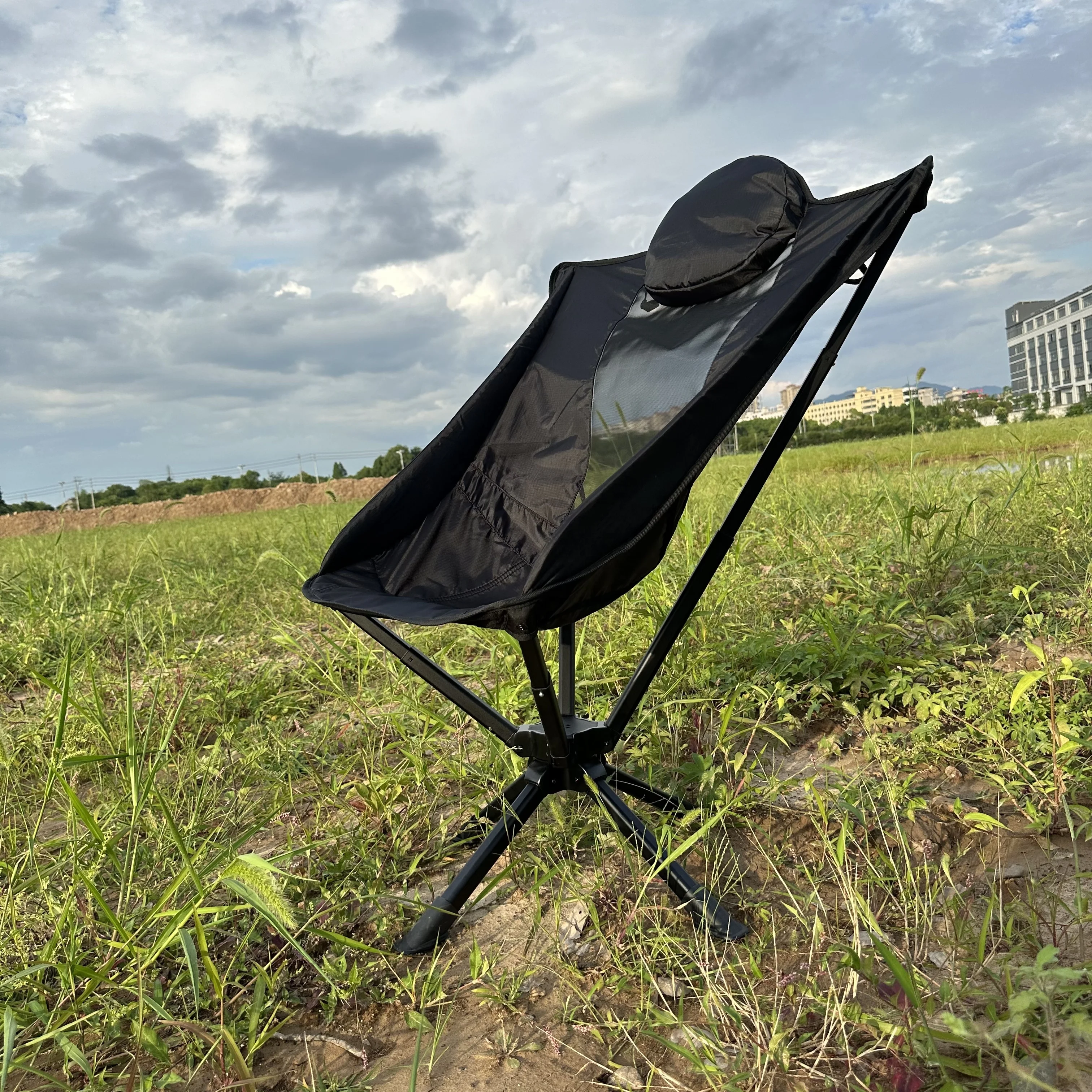 Modern Aluminum Mesh Swivel Chair Comfortable and Customizable for Bedrooms Outdoor Camping Factory's Rotating Turning Chair