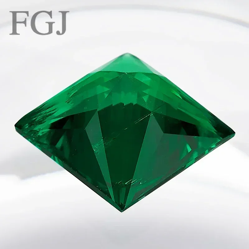 

New Promotion Lab Grown Colombian Emerald Hydrothermal Princess Handmade Diamond Inclusions Inside Jewelry With AGL Certificate