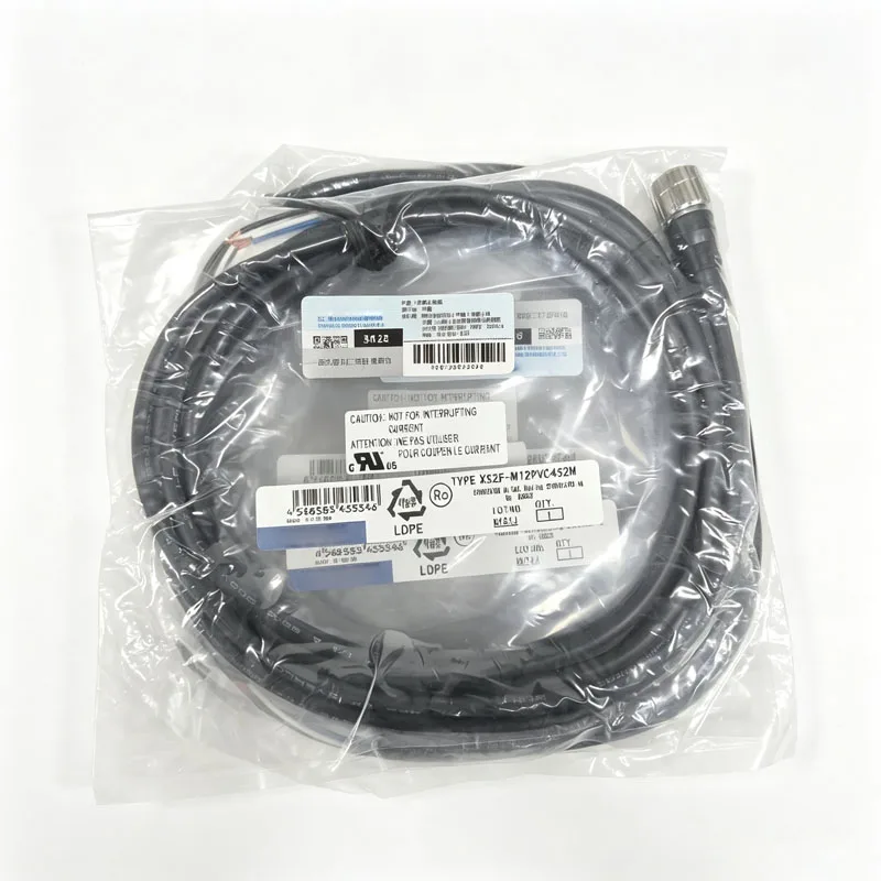 Sensor I/O connection cable XS2F-M12PVC4S2M, brand new original, 2 meters long.