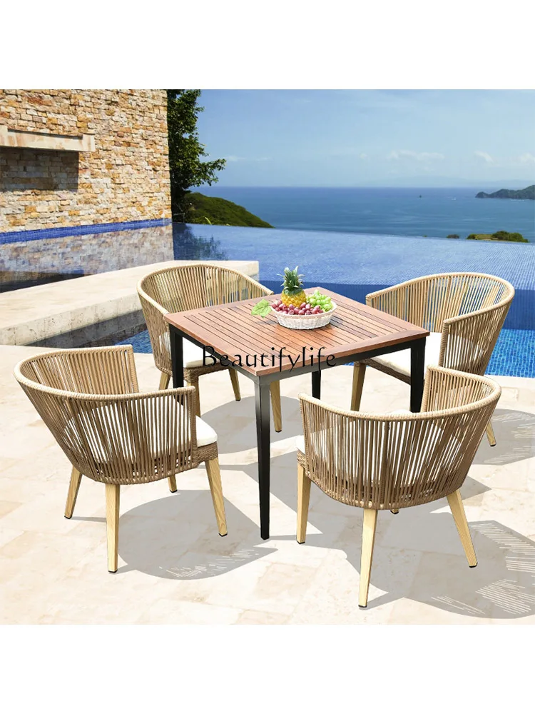 Rattan Chair Courtyard Table and Chair Leisure Simple Outdoor Iron Table and Chair