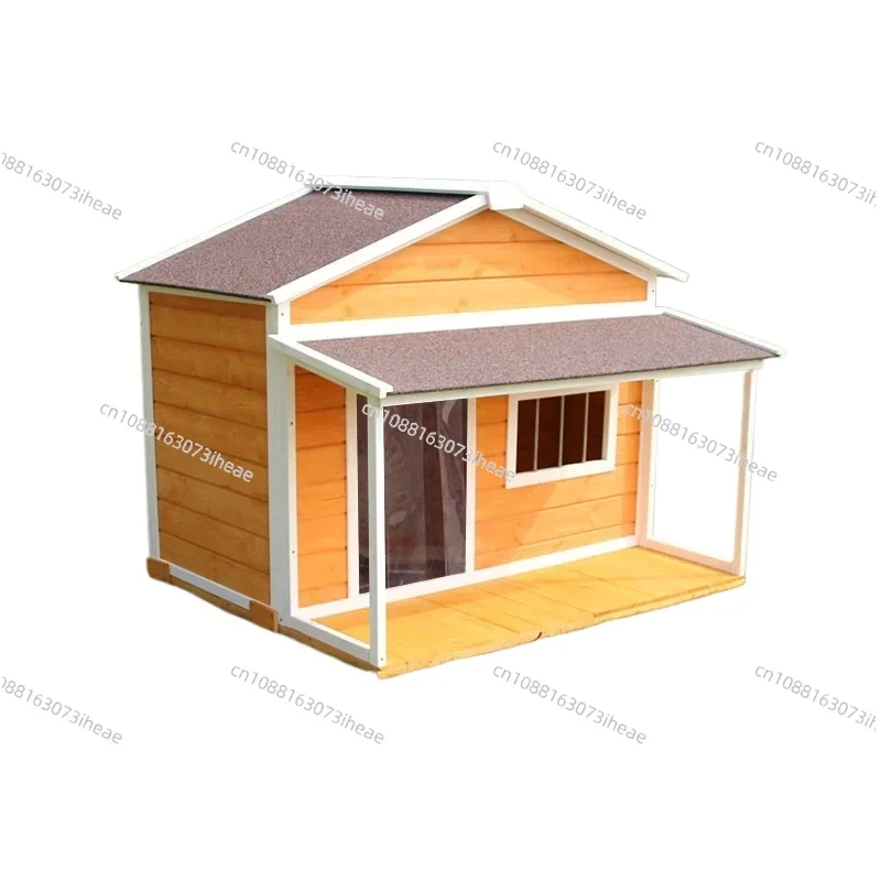 Solid wood dog house, outdoor rainproof pet dog house, summer ordinary dog house, large