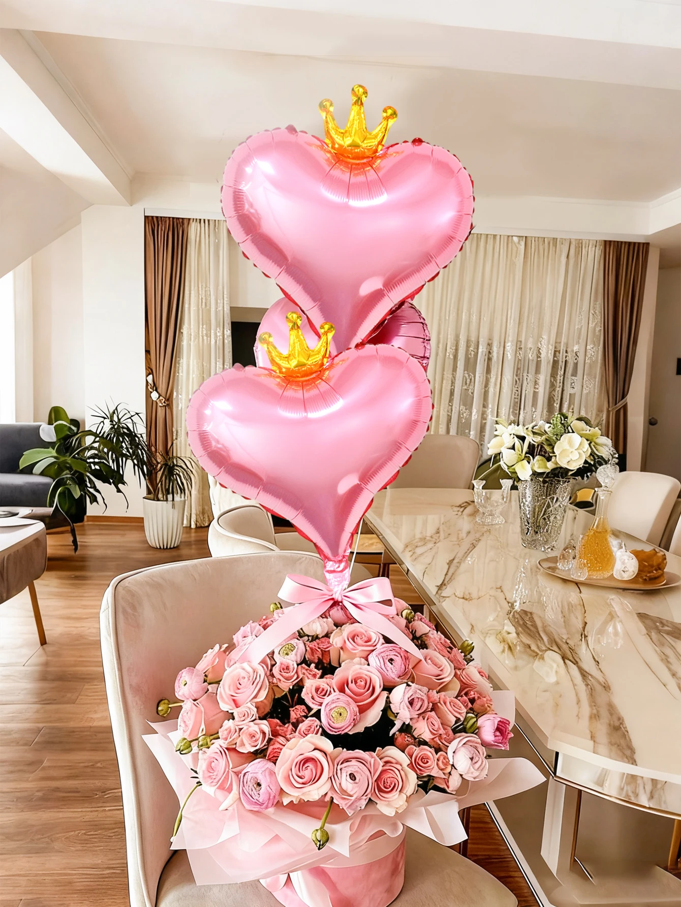 بالونات على شكل قلب على شكل تاج مكونة من 4 قطع، 19 بوصة، عائمة، مناسبة لزينة الزفاف، عيد الحب، المقترحات، دعامة صور التاريخ