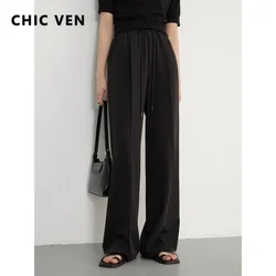 CHIC VEN Women's Pants Loose Drawstring Elastic Casual Trousers High Waist Sports Pant for Woman Spring Autumn 2023