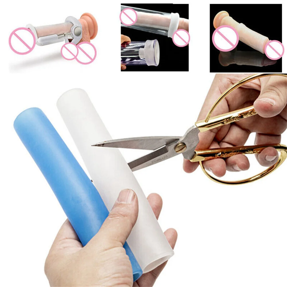 Bomba extensora de manga de pene, accesorios de tapa de vacío, Protector de glande de agrandamiento, funda de silicona reutilizable, Kit de sujeción