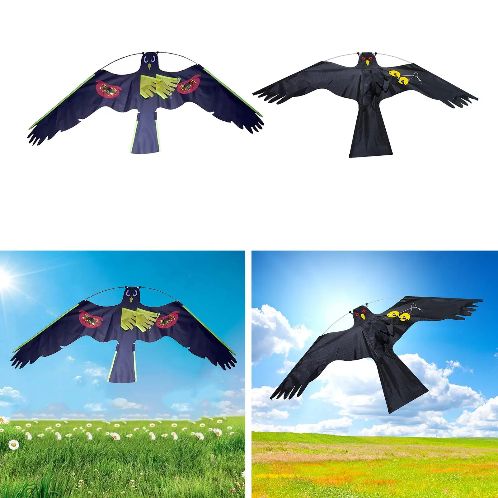 Lifelike Large Flying Kite Bird Repeller Scarecrow with Reflective Eye