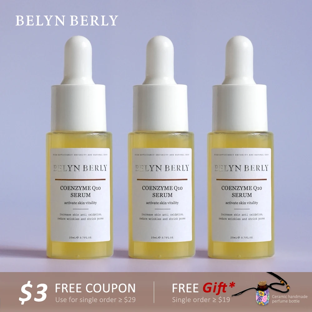 BELYN BERLY Coenzyme Q10 Face Serum 3PCS/Lot Nourish and Moisturizing Skin Hyaluronic Acid Essence CQ10 Facial Care