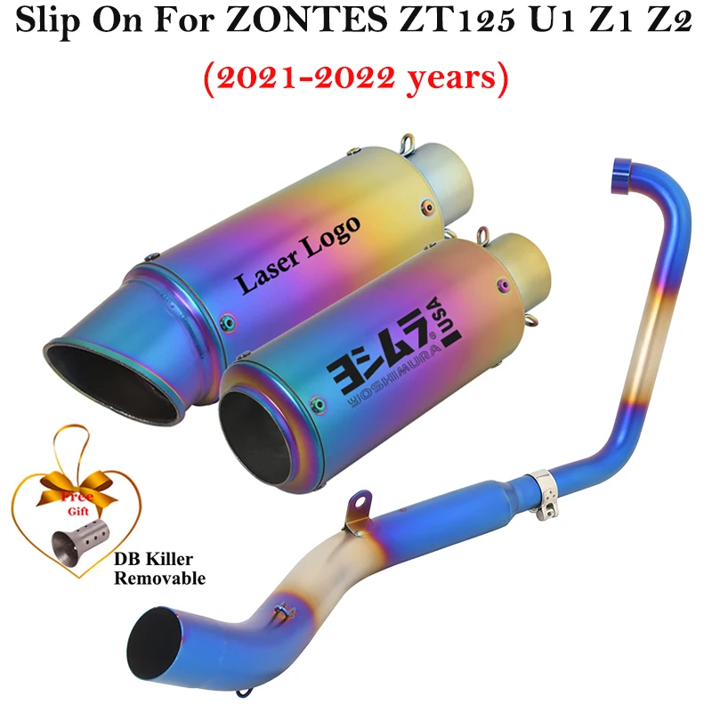 

Full Systems Slip On For ZONTES ZT125 ZT 125 U1 G1 Z1 Z2 2021 2022 Motorcycle Exhaust Modify Escape Front Mid Link Pipe Muffler