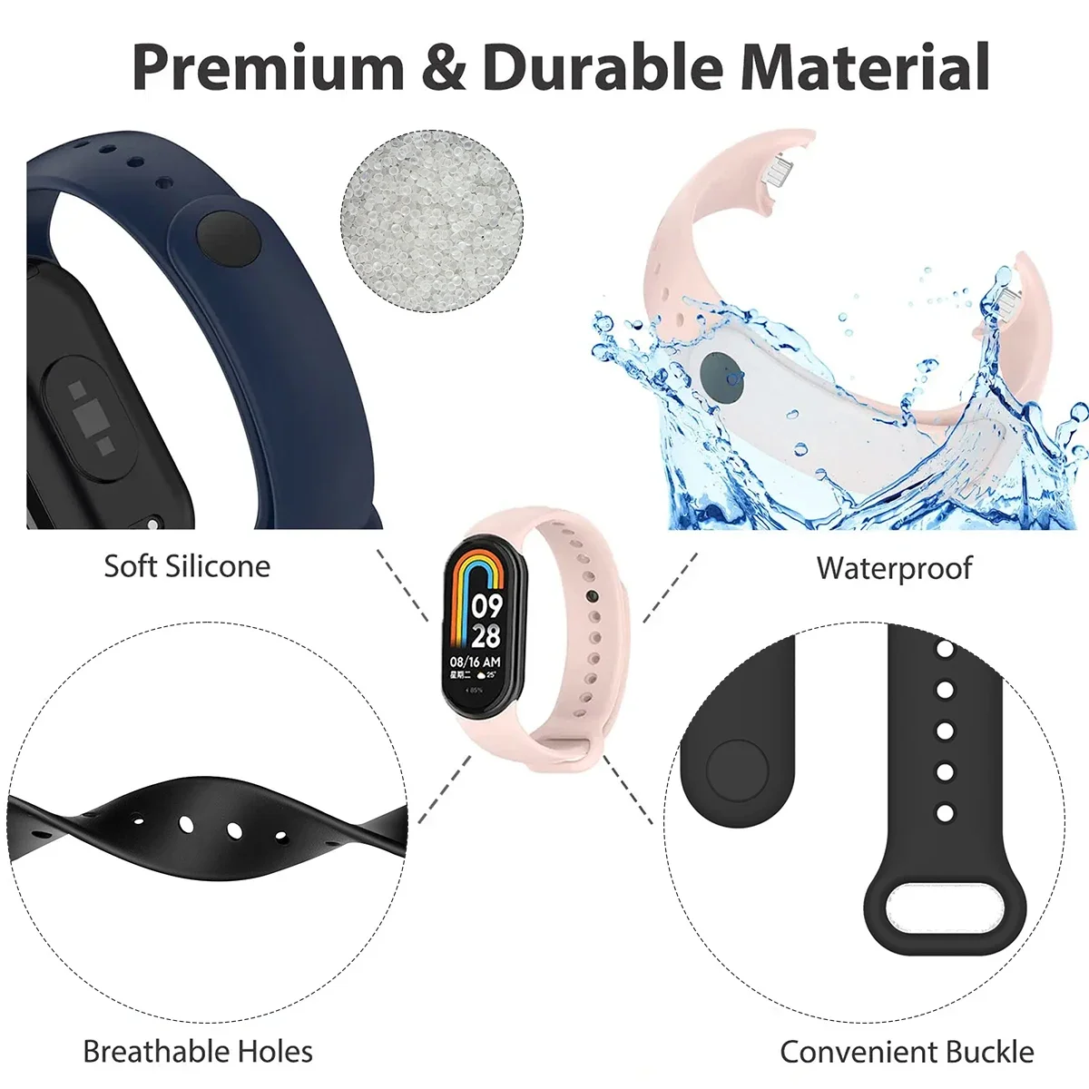 Strap for Xiaomi Mi Band 9/9 NFC Bracelet Silicone Wrist Miband 9 NFC Replacement pulsera correa Sport Strap for Mi Band 9 - view 4