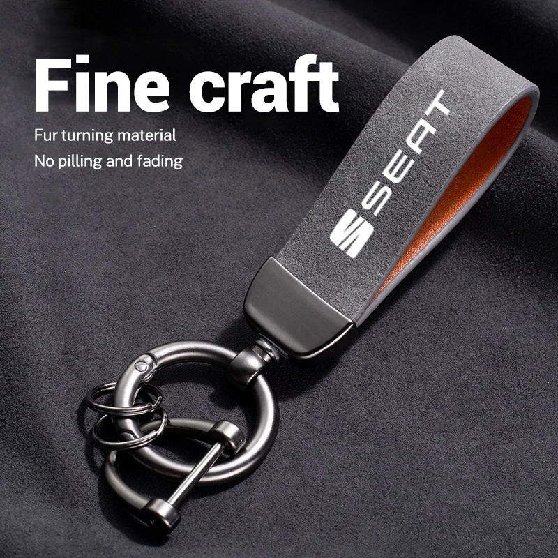 Suede Leather Car Keychain Zinc Alloy Vintage Key Ring For Seat Leon Ibiza FR+ Mk3 Mk2 Mk1 Ibiza 6l Arona Ateca Altea Cupra Exeo