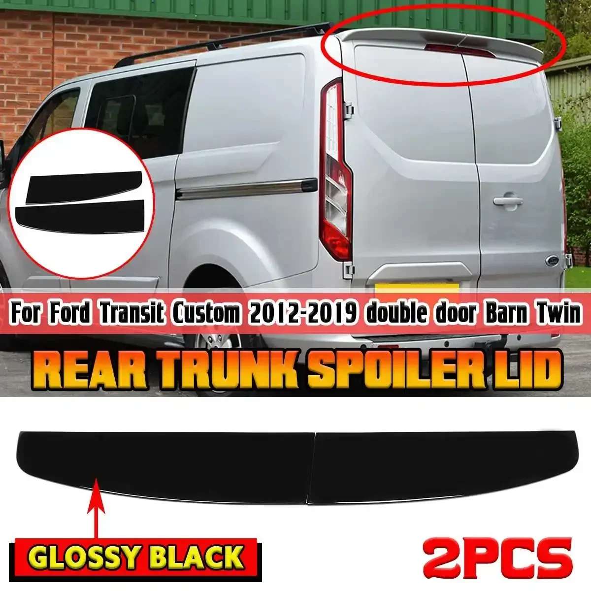 2x Car Rear Spoiler Rear Lip Spoiler For Ford For Transit Custom 2012-2019 double door Barn Twin Rear Trunk Spoiler Lip Body Kit