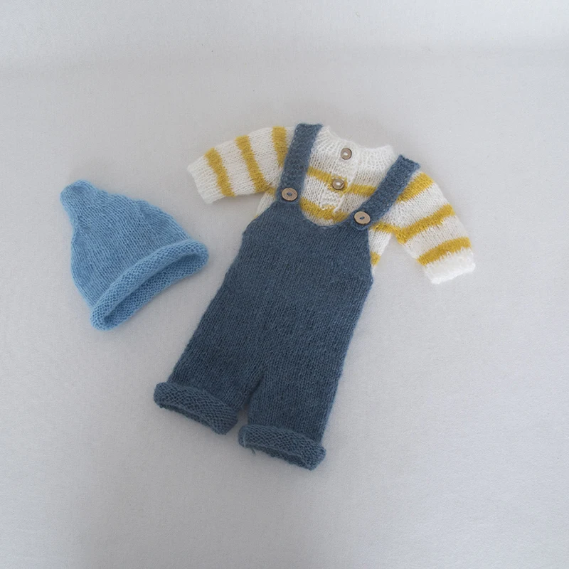 Newborn Knitted Mohair Overalls Baby Outfit Photography Garment Props Infant Romper Newborn Photo Props CLothing