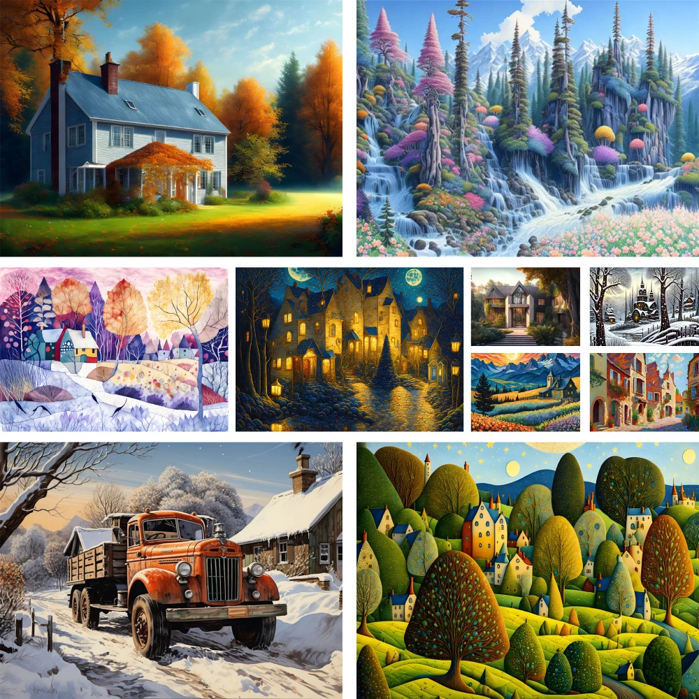 Dream House Landscape Paint By Number For Adults Canvas Craft Kit For Adults Room Decoration Child's Gift Dropshipping 2023 HOT