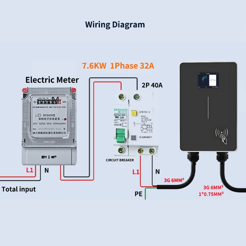 JIGU 1-phase 7kw 32A Type 2 محطة شحن السيارة الكهربائية 3-phase 11KW 22KW شاحن EV WIFI بلوتوث Wallbox شاحن سيارة #5