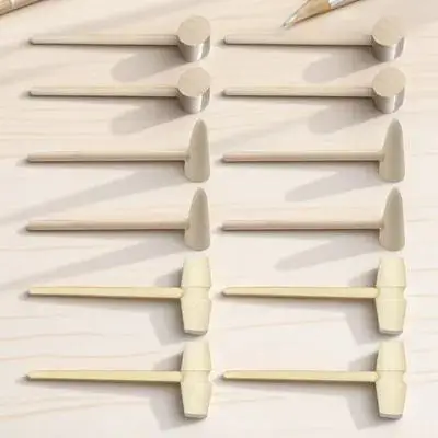 15Pcs 미니 나무 망치 세트 경량 천연 나무 작은 망치 어린이를위한 안전 케이크 만들기 DIY 공예 창의적인 재료