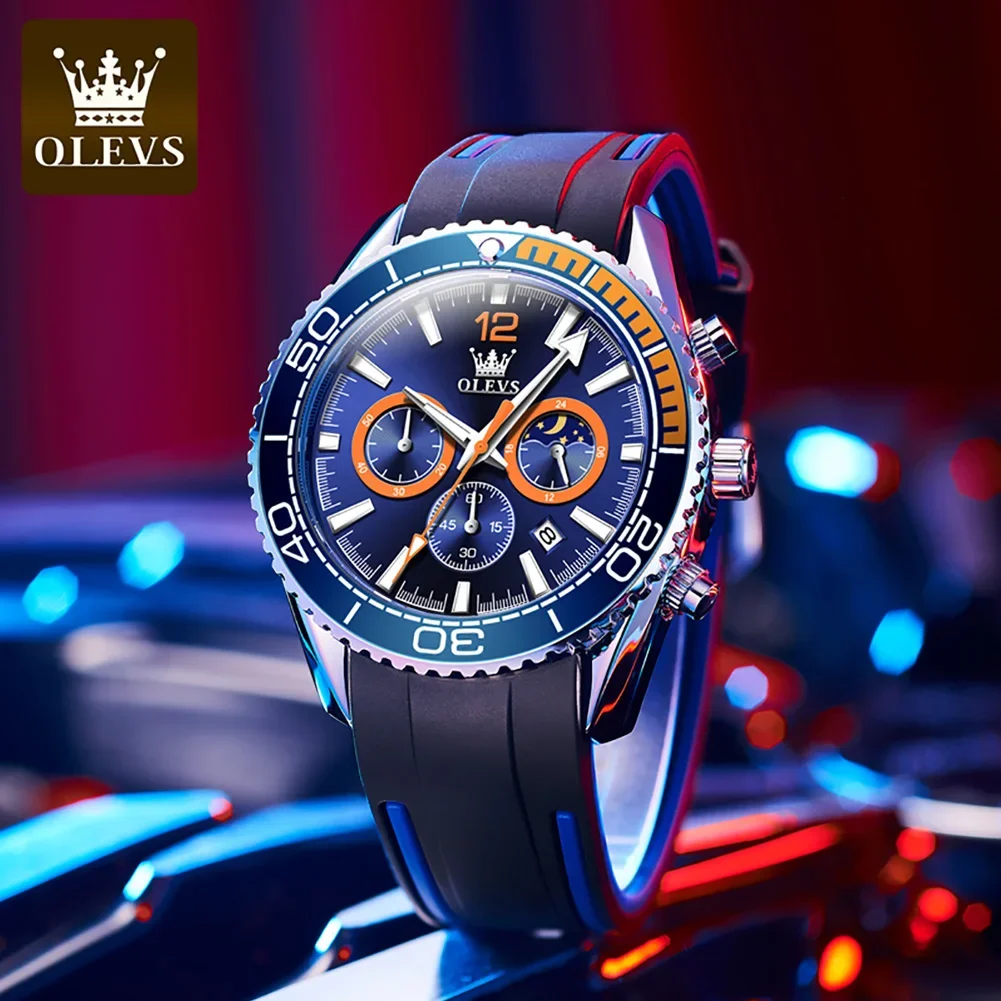 

OLEVS 9916 Sports Chronograph Quartz Men's Watches Waterproof Luminous Calendar Man Wristwatch Fashion Moonswatch Watch For Men