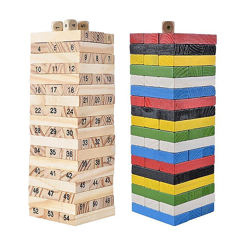 High Stack Tower Drawing Block Solid Wood Puzzle Stacked Children'S Parent-Child Interactive Digital Building Block Board Game