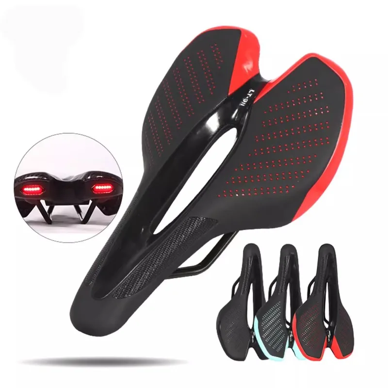 New Bike Seat Cushion Mountain Bike Silicone Saddle Road Bike Seat Cushion with Tail Light Riding Equipment