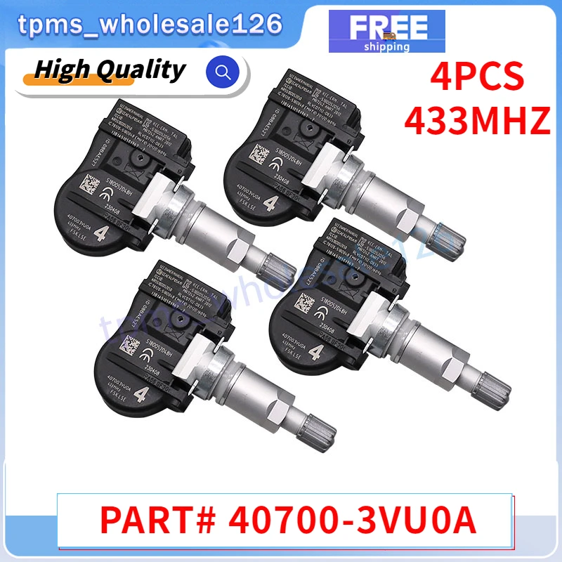 

4X TPMS Tire Pressure Monitoring Sensor 40700-3VU0A For Nissan NOTE QASHQAI TIIDA Hatchback X-T Renault Espace 433MHZ 407003VU0A