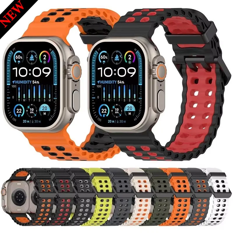 

Silicone strap for Apple Watch Ultra 2 1 49mm 10 46mm 9 8 7 45mm Comfortable Replacement wristband for iWatch 6 5 4 SE 44mm Belt