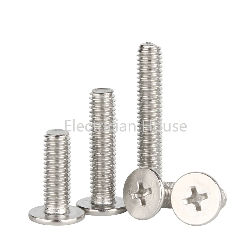Tornillo de cabeza de oblea plana superbaja ultrafina, Perno cruzado de acero inoxidable Phillips CM, M1.4, M1.6, M2, M2.5, M3, M4, M5, M6, M8, 10
