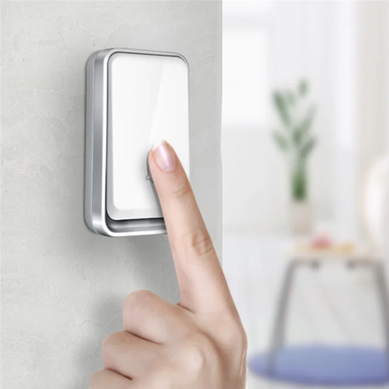 JABS-防水ワイヤレスドアベルスマートリングベルホームセルフパワー電池不要コードレスEUプラグ