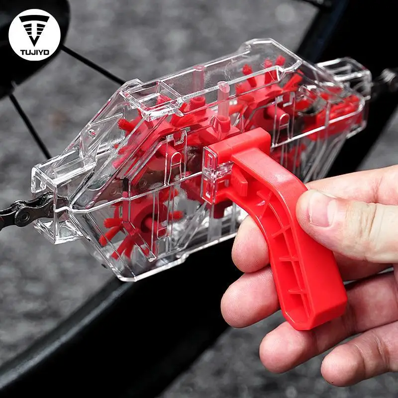 

TUJIYD прозрачная шайба для шоссейного велосипеда, коробка для чистки велосипедной цепи из АБС-пластика, контейнер для чистки маховика MTB, коробка для обслуживания велосипеда