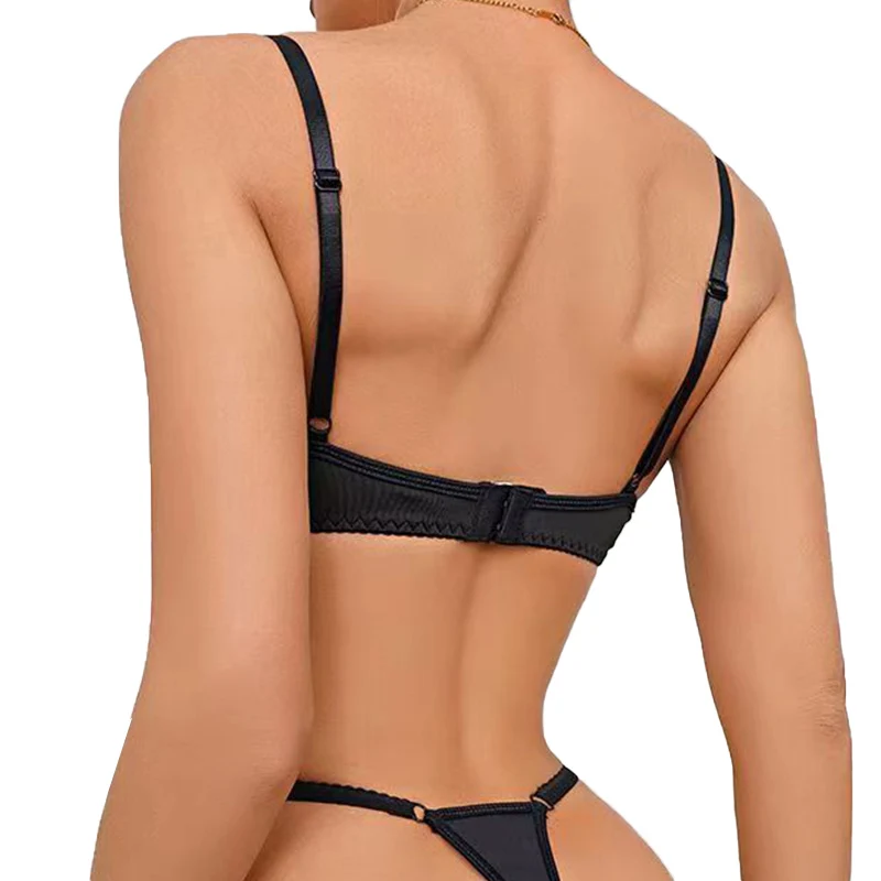 Sexy Women\'s Perspective Bra Set Underwear Open Bra Erotic Mujer Ropa See Through Lingerie Pornographie Hollow Out Costumes