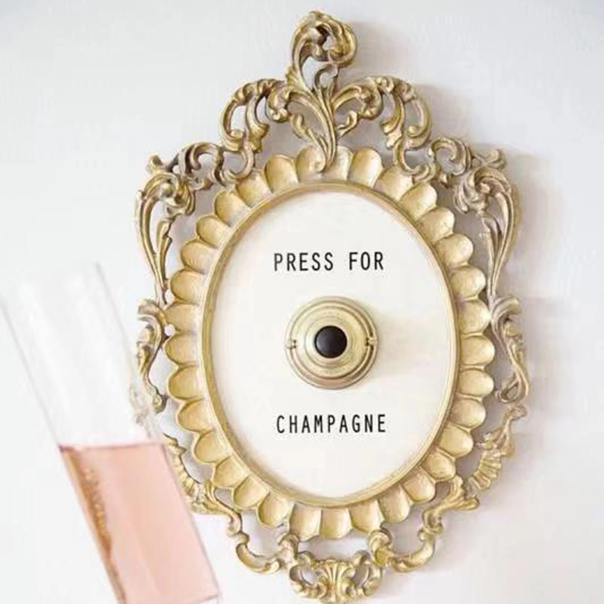 Press champagne button doorbell hotel decoration wall hanging doorbell resin crafts christmas ornament gift