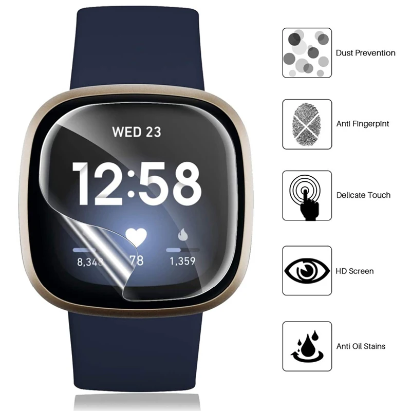 1Pc ScreenTPU Clear Protective Film For Fitbit Versa 3 2 & Sense Smartwatch Ultra-thin Full Cover Hydrogel clear Protector Film