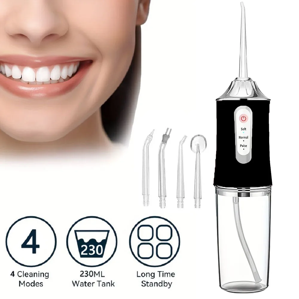 

Portable Cordless Dental Water Irrigator Flosser Waterproof Travel Rechargeable 4 Modes Ipx7 Oral Teeth Irrigador Irrigation